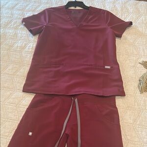 Burgundy Scrub Set